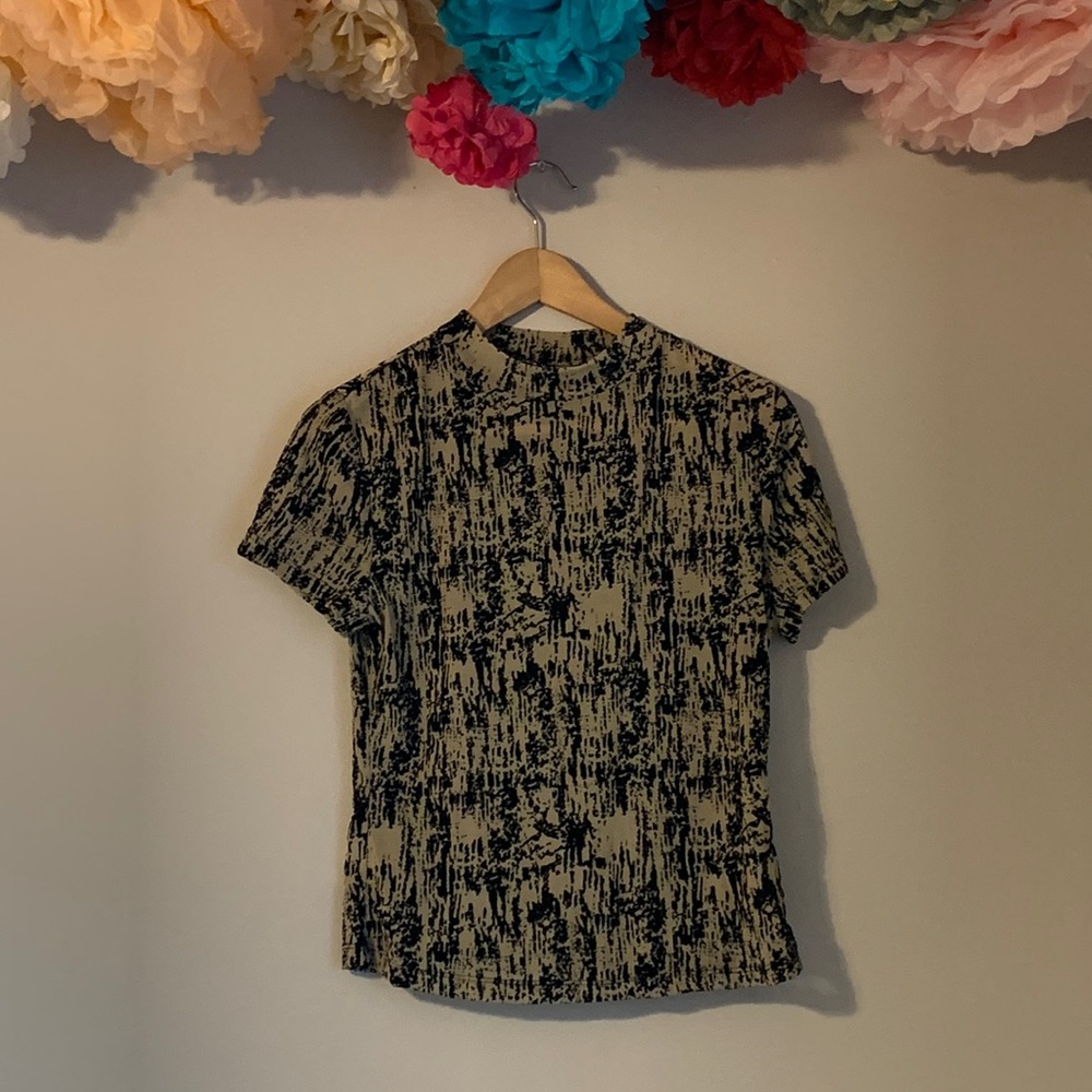 SHEIN Mesh T-Shirt with Black Velvet Design